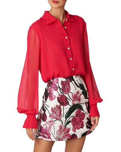 Carolina Herrera Floral Jacquard A-line Miniskirt - Red