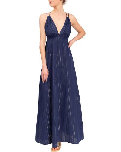 EVERYDAY RITUAL Hazel Long Cotton Nightgown - Blue