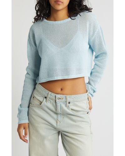 PacSun Sea Breeze Open Stitch Sweater - Blue
