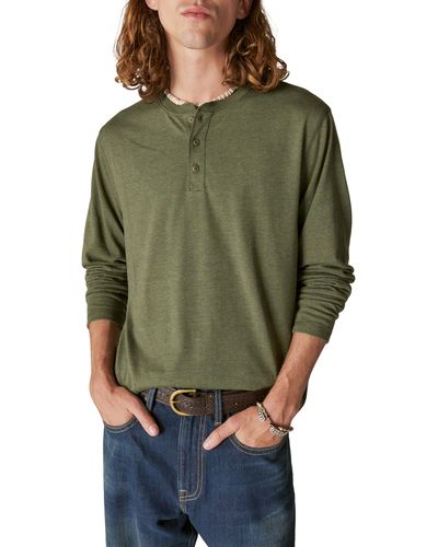 Lucky Brand Long Sleeve Henley Shirt - Green