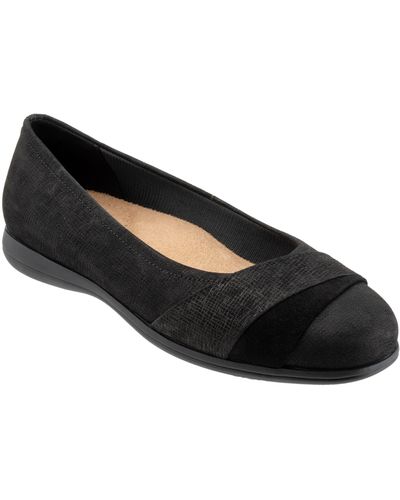 Trotters Danni Leather & Suede Flat - Black