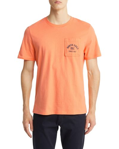 North Sails Sail Flag Cotton Graphic Pocket T-shirt - Orange