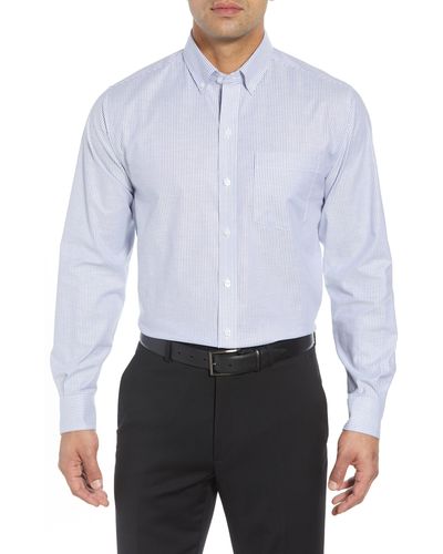 Cutter & Buck Classic Fit Stripe Stretch Oxford Shirt - White