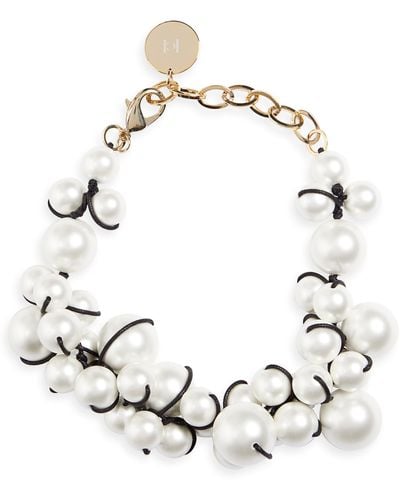 Carolina Herrera Contessa Imitation Pearl Cluster Collar Necklace - White