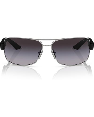 Prada 65mm Oversize Gradient Pillow Sunglasses - Black