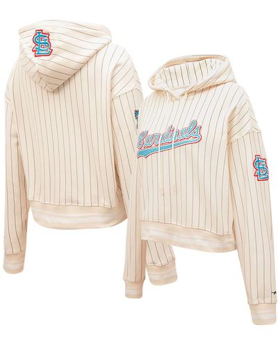 Pro Standard St. Louis Cardinals Pinstripe Retro Classic Cropped Pullover Hoodie At Nordstrom - Natural
