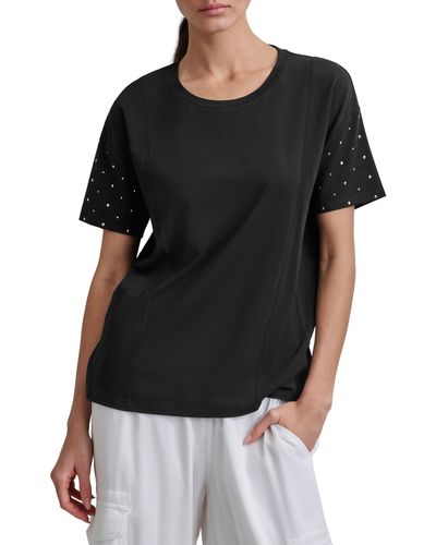 DKNY Rhinestone Sleeve T-shirt - Black