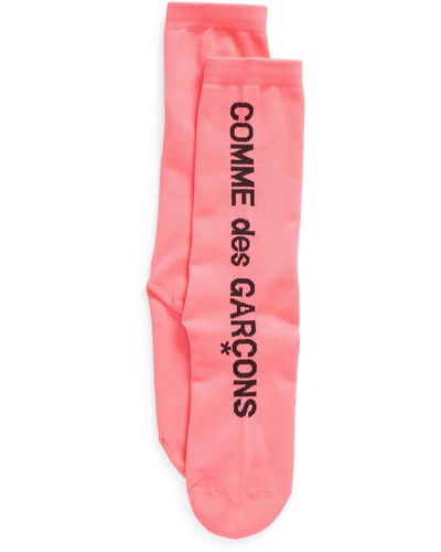 Comme des Garçons Logo Crew Socks - Pink