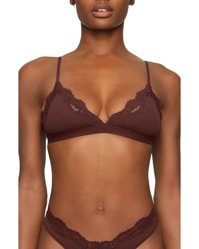 Skims Fits Everybody Lace Triangle Bralette - Brown