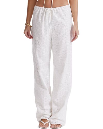 House Of Cb Frankie Broderie Anglaise Drawstring Pants - White