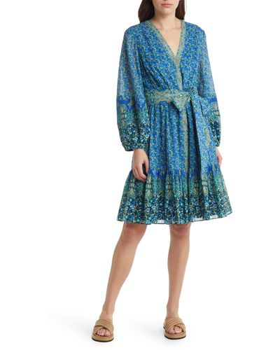 Kobi Halperin Luanne Tie Waist A-line Voile Dress - Blue