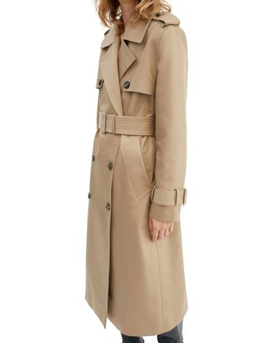 Mango Water Repellent Cotton Gabardine Trench Coat - Natural