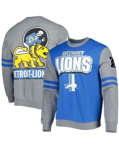 Mitchell & Ness Detroit Lions All Over 2.0 Pullover Sweatshirt At Nordstrom - Blue