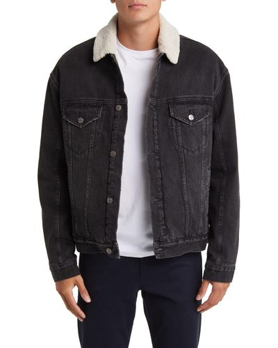 Ksubi Oh G Oversize High Pile Fleece Lined Denim Jacket - Black