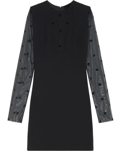 Givenchy 4g Mixed Media Long Sleeve Minidress - Black