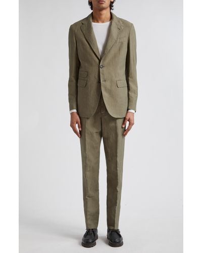 Massimo Alba Sloop Stripe Linen & Cotton Suit - Natural