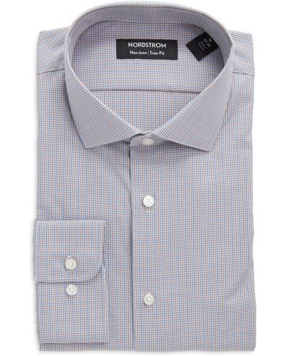 Nordstrom Trim Fit Non-iron Cubbins Check Cotton Dress Shirt - Blue