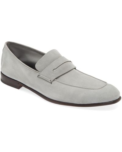 Zegna L'asola Suede Penny Loafer - Gray