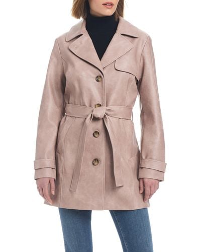 Sanctuary Faux Leather Trench Coat - Natural