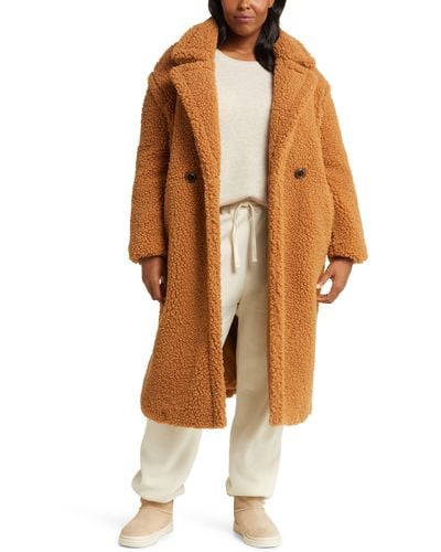 UGG ugg(r) Gertrude Double Breasted Teddy Coat - Brown