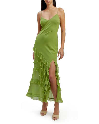 Bardot Cantara Ruffle Maxi Dress - Green