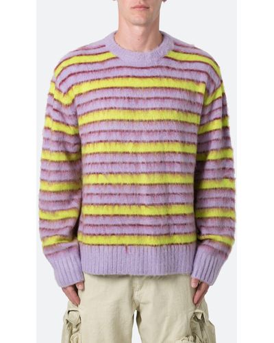 MNML Striped Faux Mohair Sweater - Gray