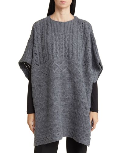 Nordstrom Luxe Cable Wool & Cashmere Poncho - Gray