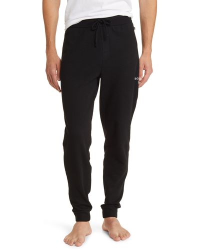 BOSS Waffle Cotton Blend Pajama sweatpants - Black