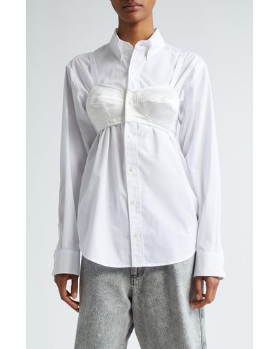 VAQUERA Bra Cotton Button-down Shirt - White