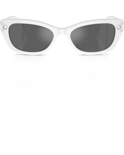 Swarovski 54mm Pillow Sunglasses - White