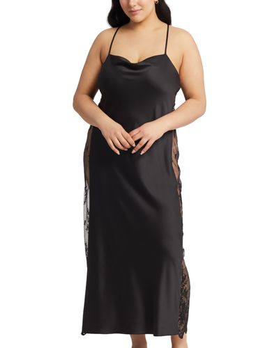 Rya Collection Darling Satin & Lace Nightgown - Black