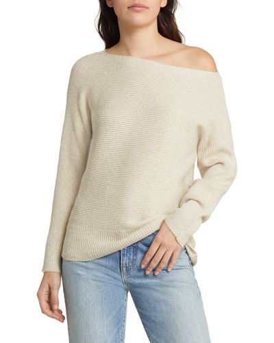 Treasure & Bond Rib Boat Neck Sweater - Blue