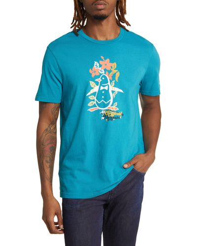 Original Penguin Pete Floral Cotton Graphic T-shirt - Blue