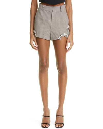 AREA crystal-embellished Virgin Wool Mini Shorts - Farfetch