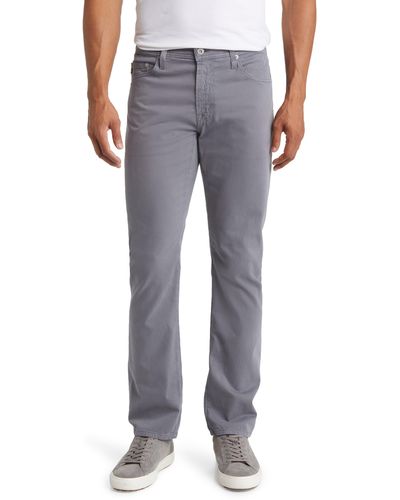 AG Jeans Everett Sueded Stretch Sateen Slim Straight Leg Pants - Gray