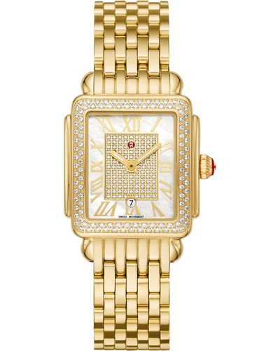 Michele Deco Madison Mid Diamond Pavé Bracelet Watch - Metallic