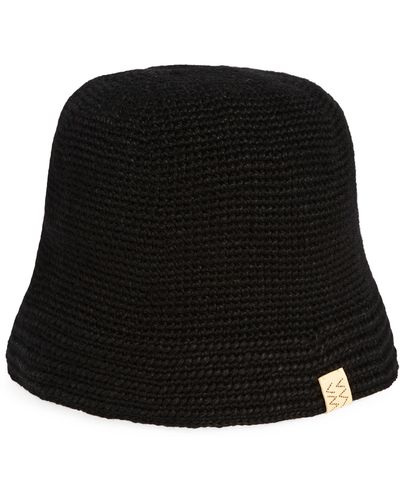 Visvim Wool & Linen Crochet Bucket Hat - Black