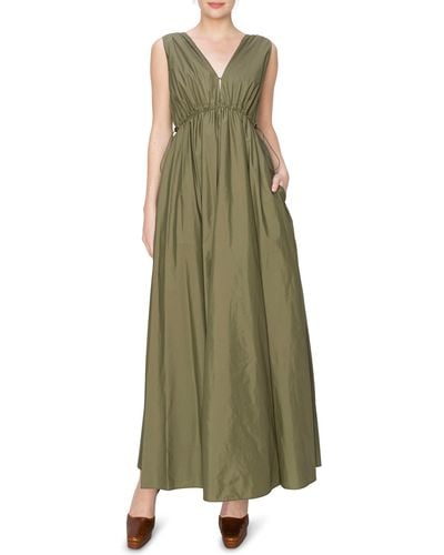 MELLODAY Ruched Maxi Dress - Green