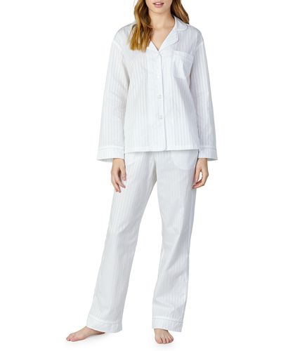 Bedhead 3d Stripe Organic Cotton Sateen Pajamas - White