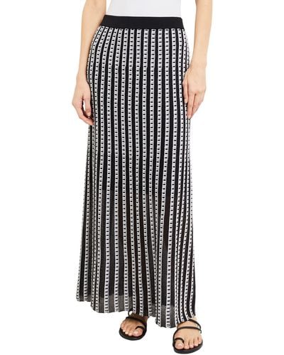 Misook Burnout Stripe A-line Maxi Skirt - Black