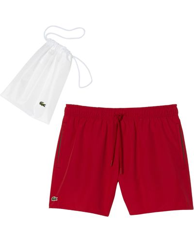 Lacoste Recycled Polyester Swim Trunks - Red