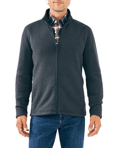 Faherty Sweater Fleece Zip Jacket - Blue