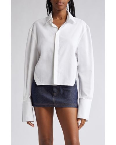 K.ngsley Gender Inclusive Vincent Open Back Button-up Shirt - White
