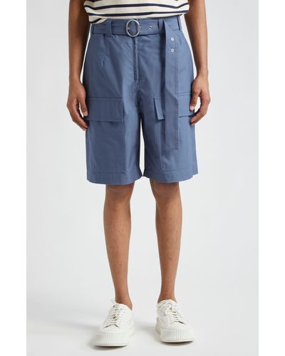 Jil Sander Belted Cargo Trouser Shorts - Blue