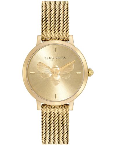 Olivia Burton Signature Bees Mesh Strap Watch - Metallic
