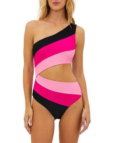 Beach Riot Joyce Stripe Cutout One-piece Swimsuit - Red