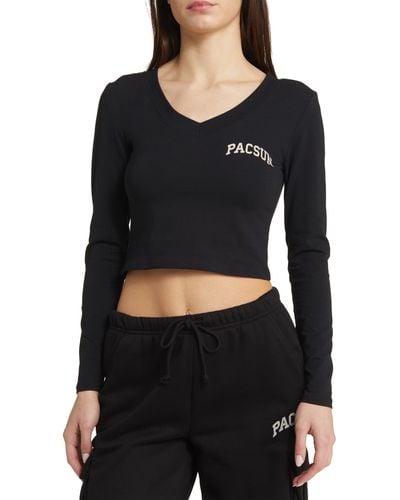 PacSun Crop Jersey Logo T-shirt - Black