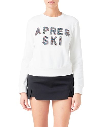 Endless Rose Après Ski Embellished Cotton Sweatshirt - White