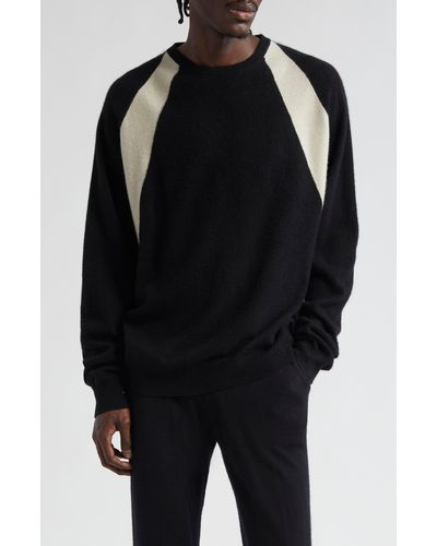 Frenckenberger Raglan Colorblock Cashmere Sweater - Black
