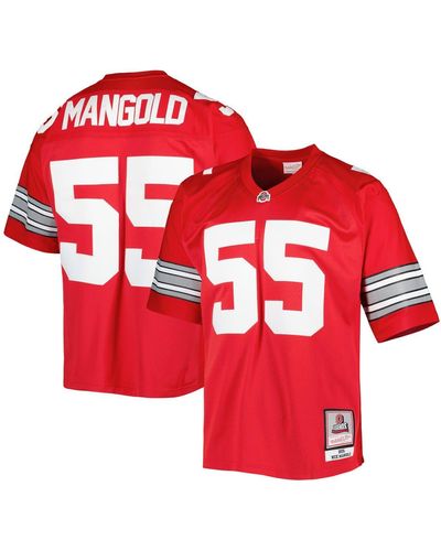 Men's Mitchell & Ness Nick Mangold Scarlet Ohio State Buckeyes Big Tall Legacy Jersey